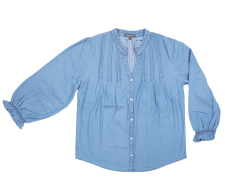 WT22-45 (Pink tuck Detail Yarn Dyed Shirt)